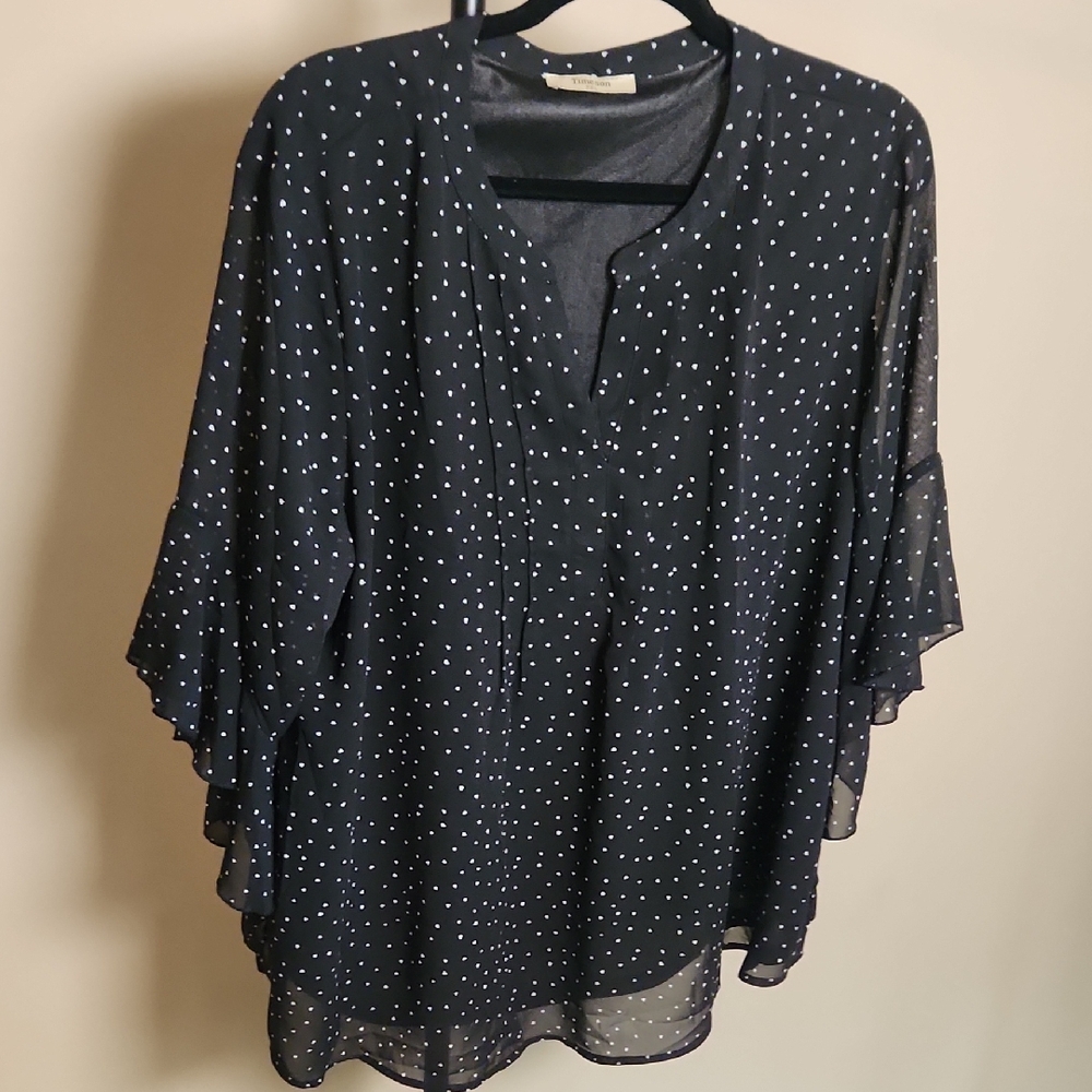 Elegant Black and White Polka Dot Women's Blouse